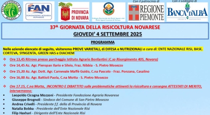 37ª Giornata della risicoltura novarese