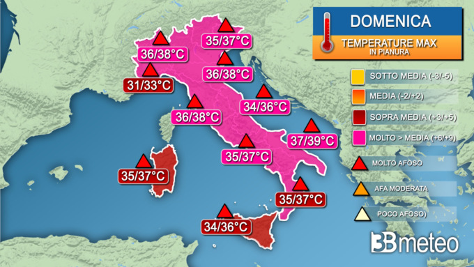 Nuova ondata di caldo sull’Italia: picchi sino a 37/39°C dal weekend