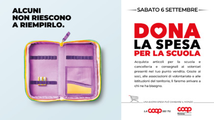 “Dona la spesa per la scuola” con Coop: la raccolta di materiale scolastico sabato 6