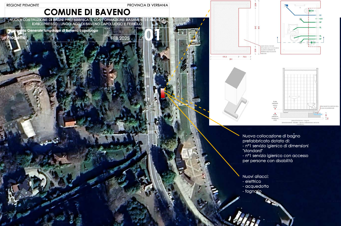 Installazione di nuovi bagni pubblici sul lungolago a Baveno: approvato il progetto esecutivo
