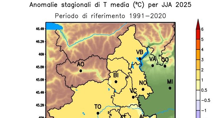 Sul Piemonte la quinta estate più calda da inizio misurazioni