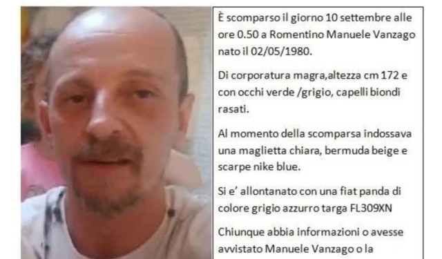 Allarme a Romentino: scomparso il 45enne Manuele Vanzago