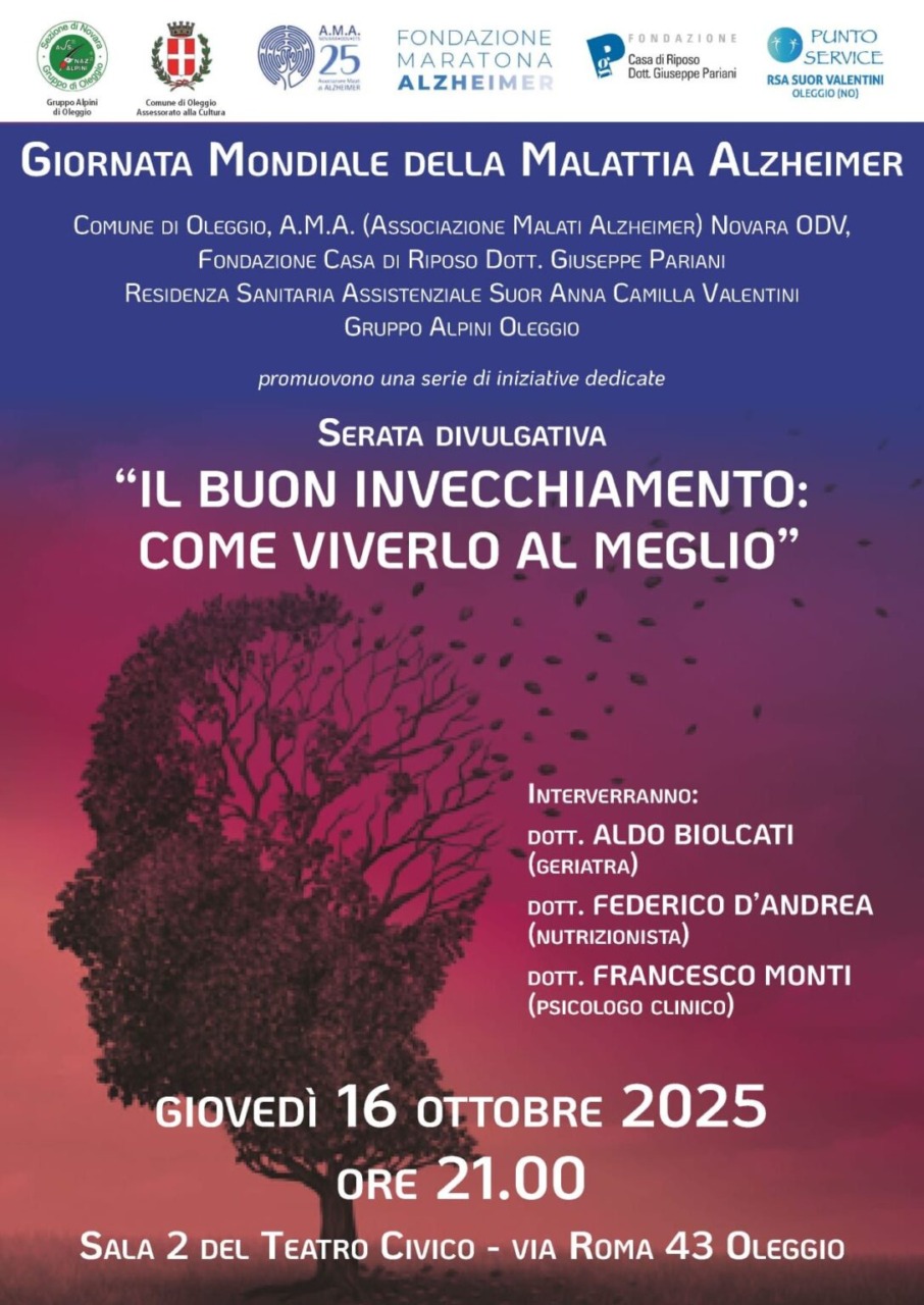 Oleggio, serata dedicata al “buon invecchiamento” e alla Giornata mondiale dell’Alzheimer