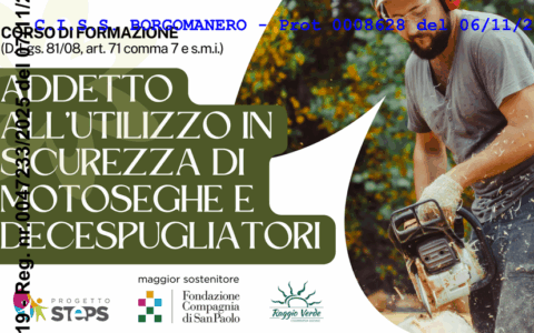 Ciss di Borgomanero: al via un corso gratuito per usare motosega e decespugliatore