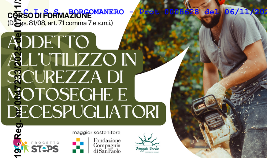 Ciss di Borgomanero: al via un corso gratuito per usare motosega e decespugliatore