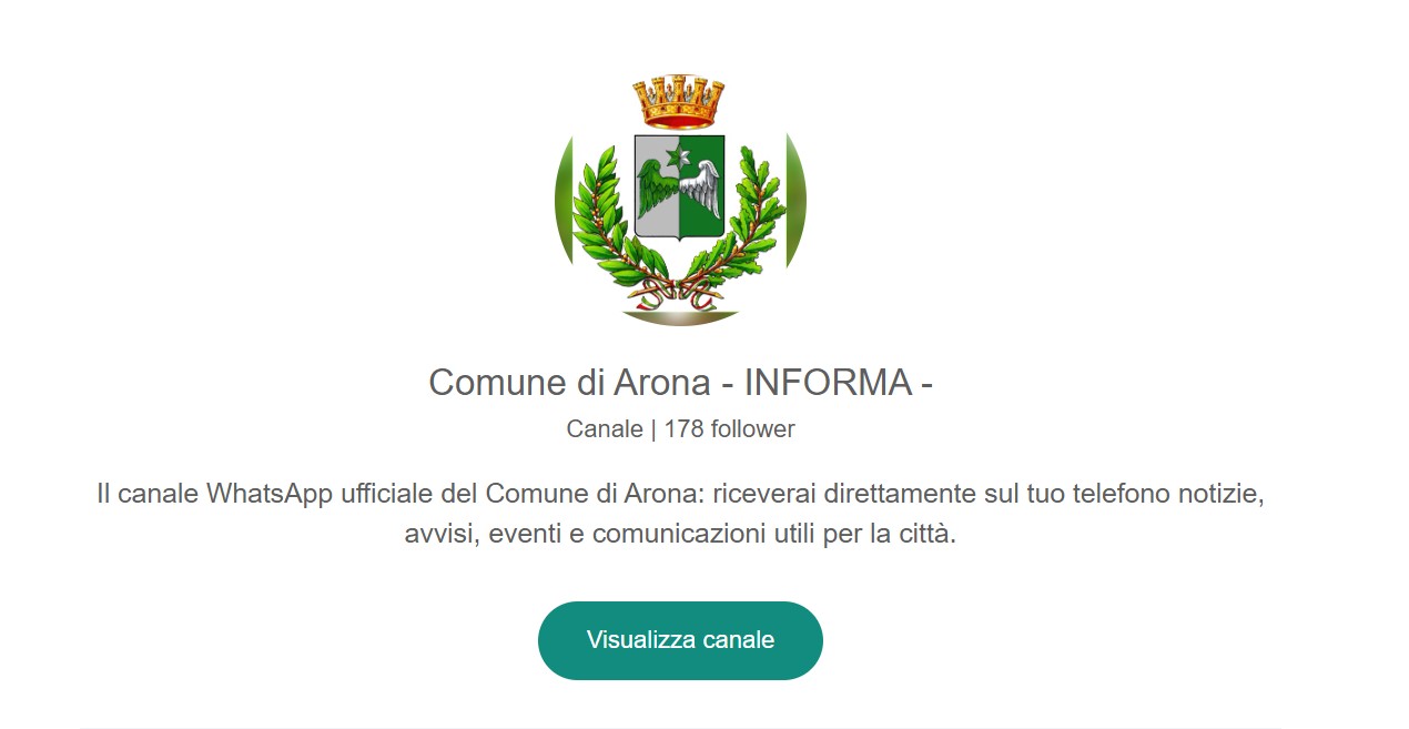 Attivo il nuovo canale WhatsApp “Comune di Arona Informa”