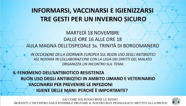 18 novembre: Giornata Europea per l’Uso Consapevole degli Antibiotici con Asl No