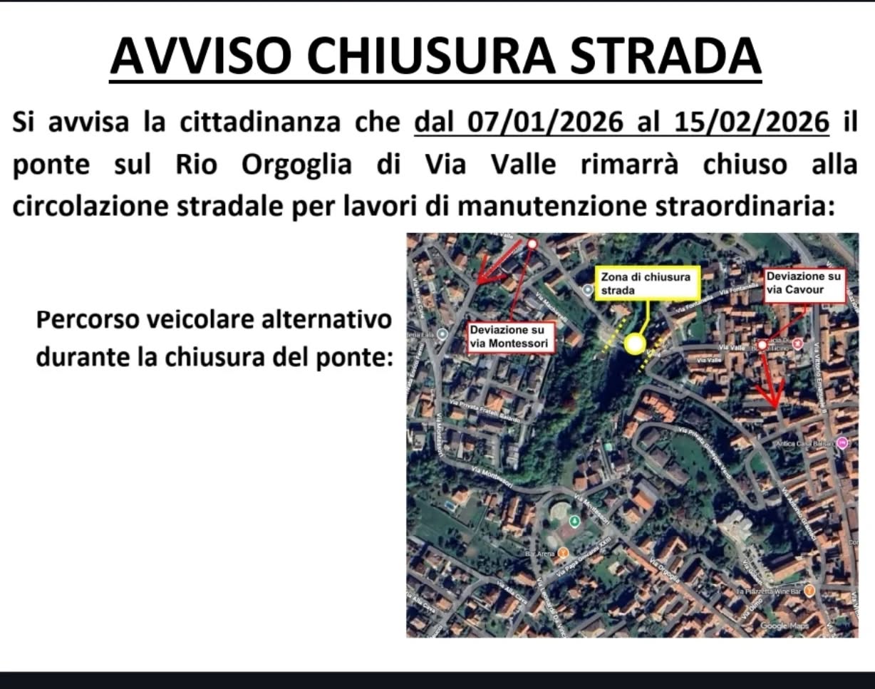 Borgo Ticino: il ponte di via Valle chiuso per lavori fino al 15 febbraio