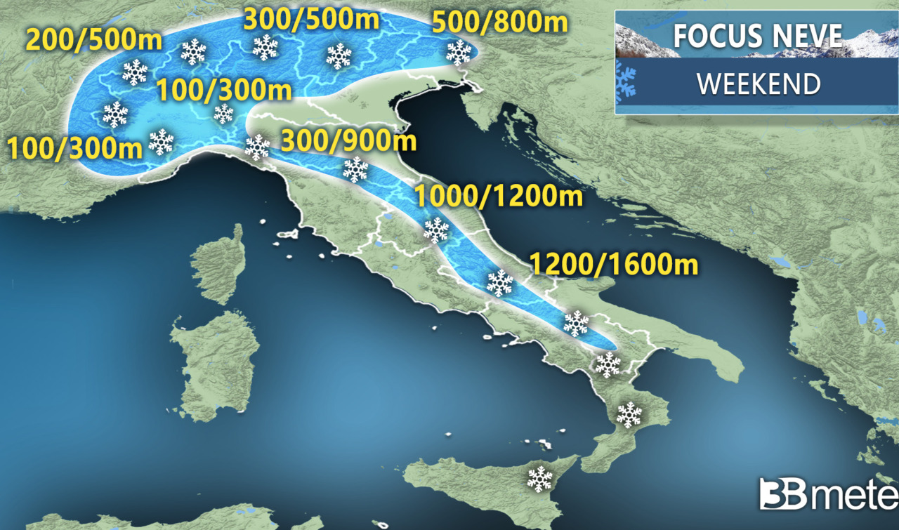 3BMeteo.com: “In arrivo neve a bassa quota al nord”