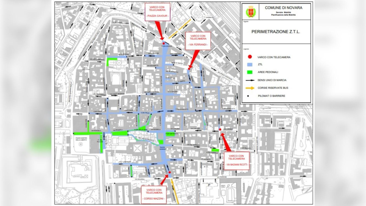 Ztl, dal 1° febbraio nuove regole in centro a Novara