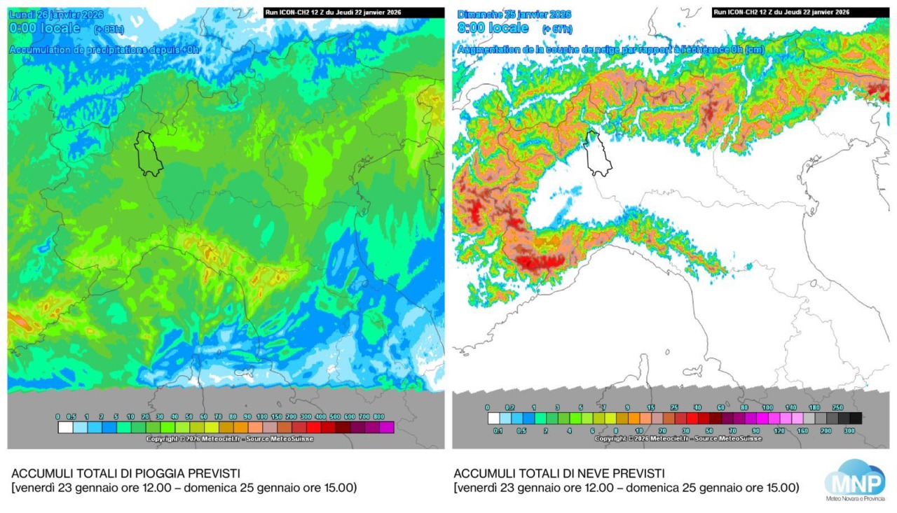 Neve a quote molto basse anche su novarese e Vco
