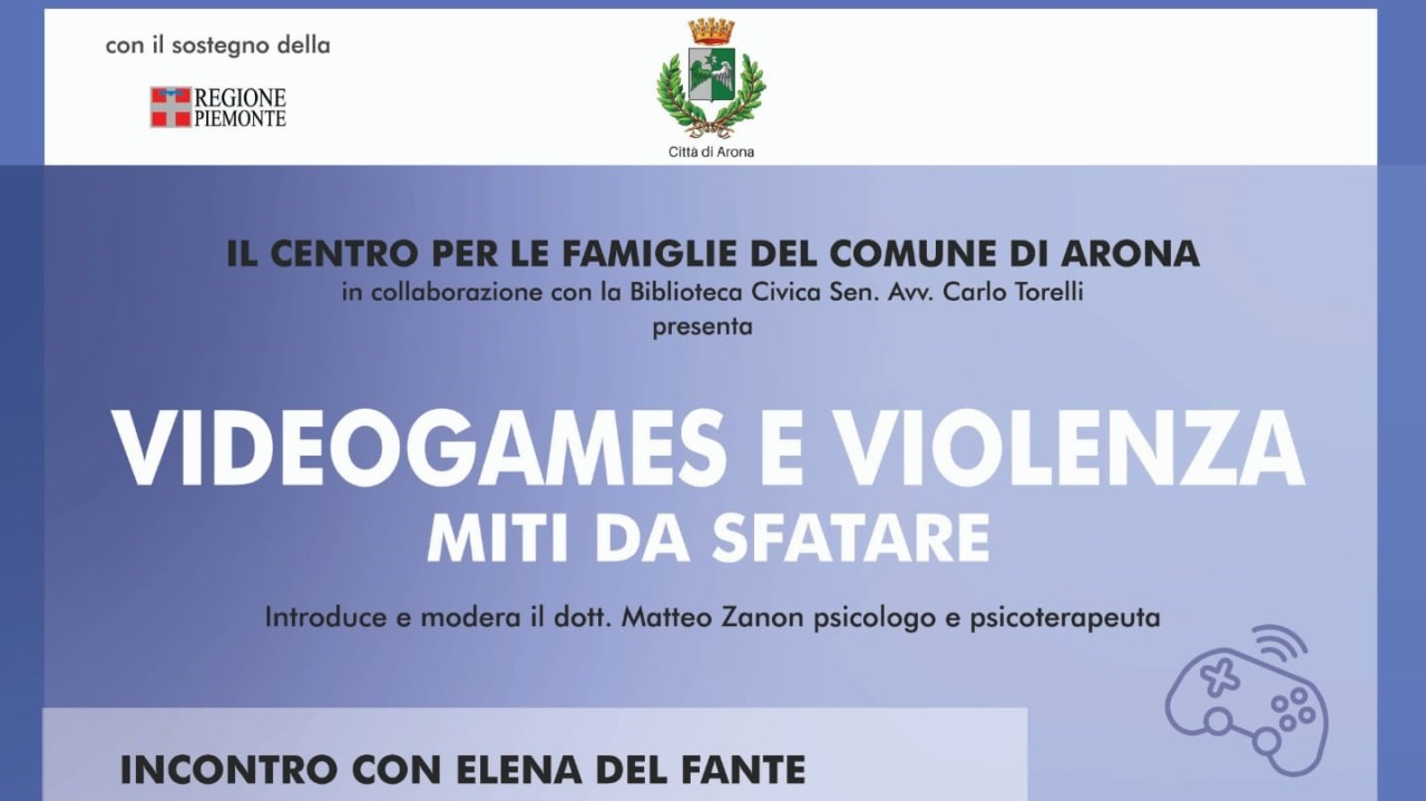 “Videogames e violenza: miti da sfatare”: l’incontro ad Arona