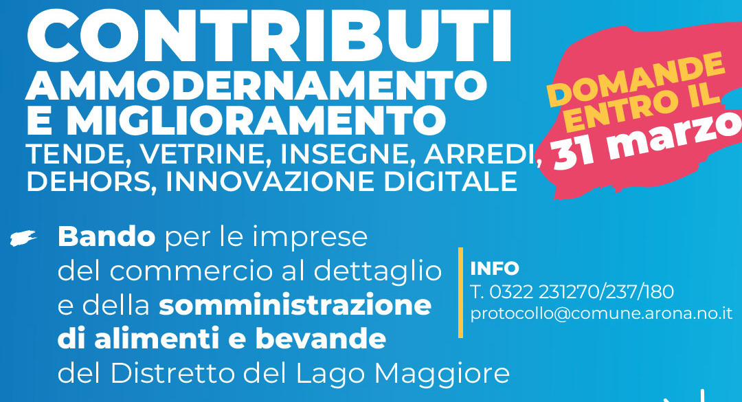 Distretto del commercio del Lago Maggiore: aperto il bando per i contributi a fondo perduto