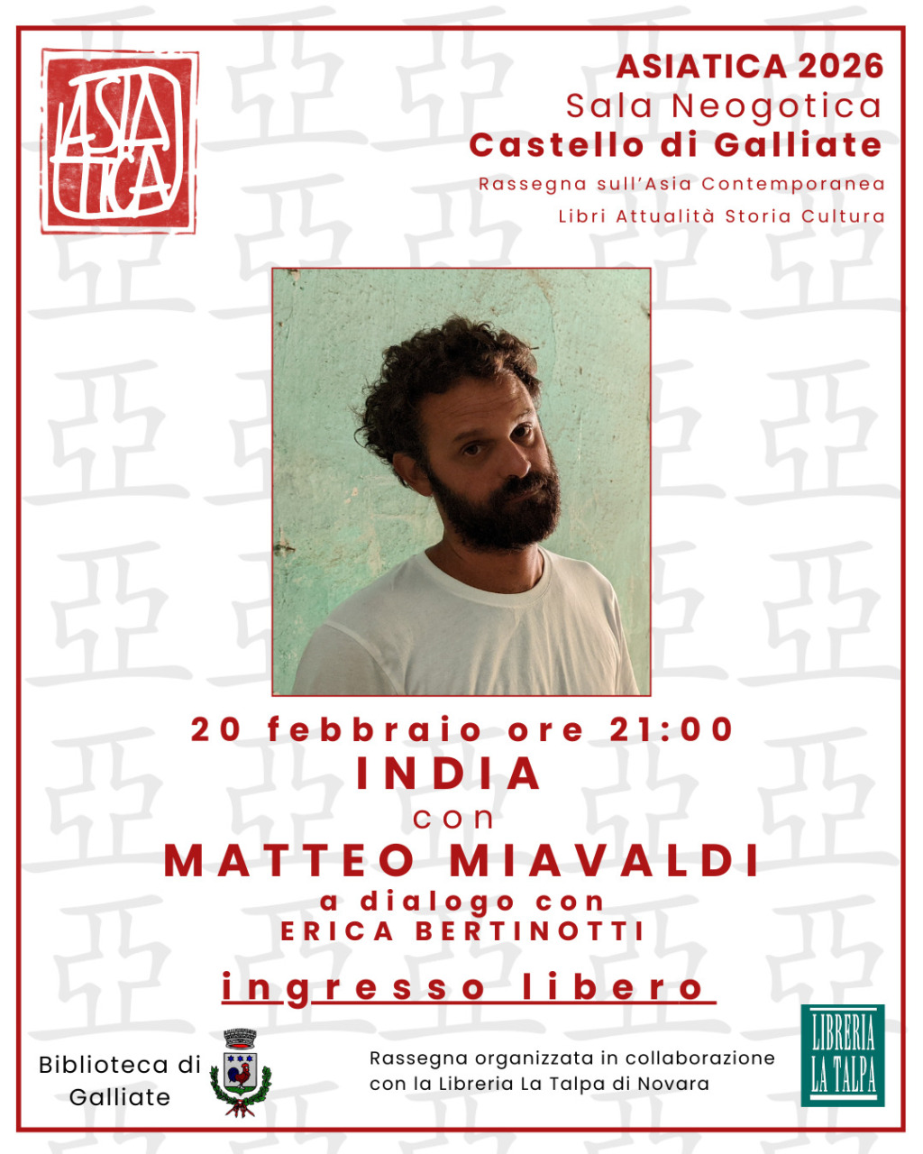 La rassegna “Asiatica” torna a Galliate: Matteo Miavaldi ospite al Castello Visconteo-Sforzesco