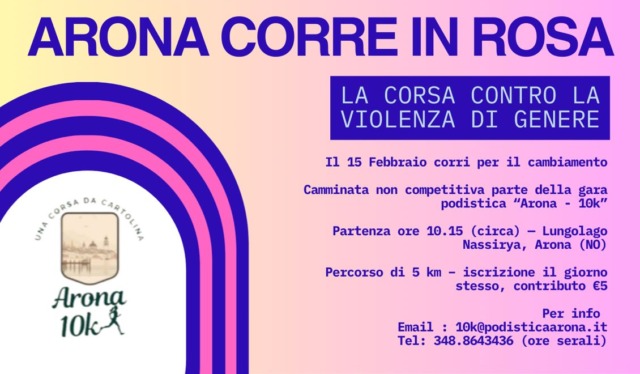 “Arona corre in rosa”: appuntamento domenica 15