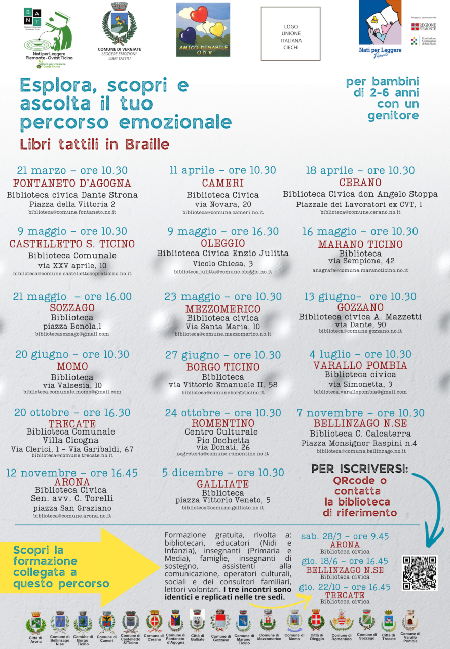 Nati per Leggere Ovest Ticino presenta “Libri Tattili in Braille”: eventi in biblioteca e incontri di formazione