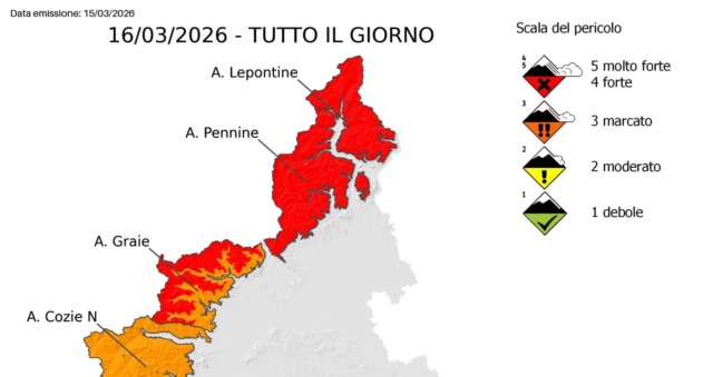 Forte pericolo valanghe sulle Alpi piemontesi: massima attenzione in quota