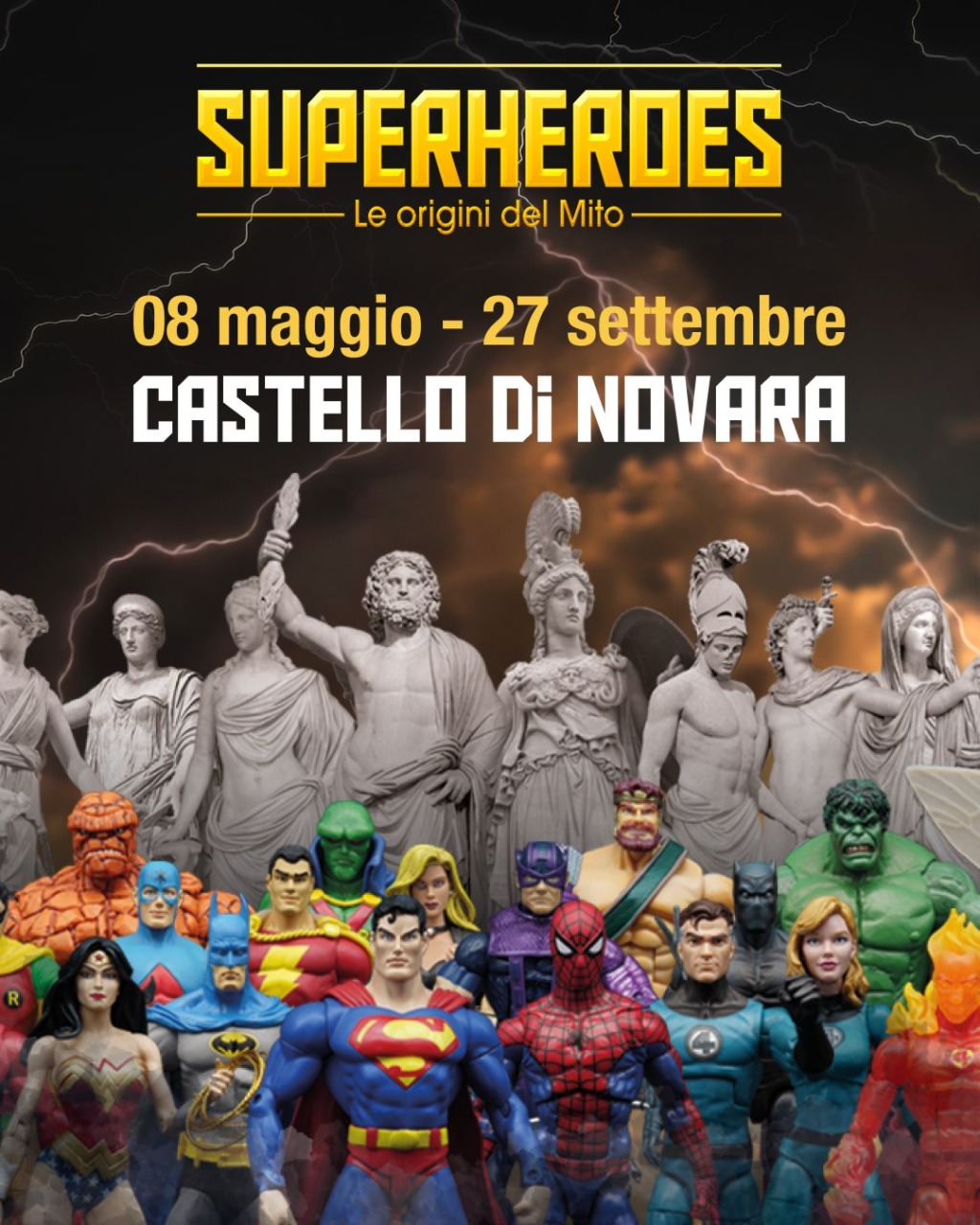 “Superheroes – Le origini del mito”: al Castello di Novara una mostra tra fumetti e archeologia