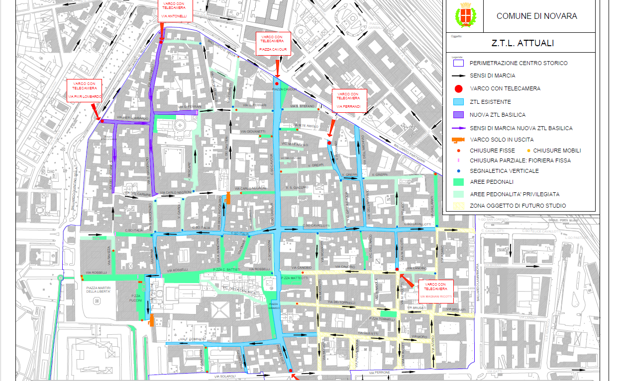 Novara, al via dal 1° maggio la fase 2 della Ztl: nuove modifiche alla viabilità in centro