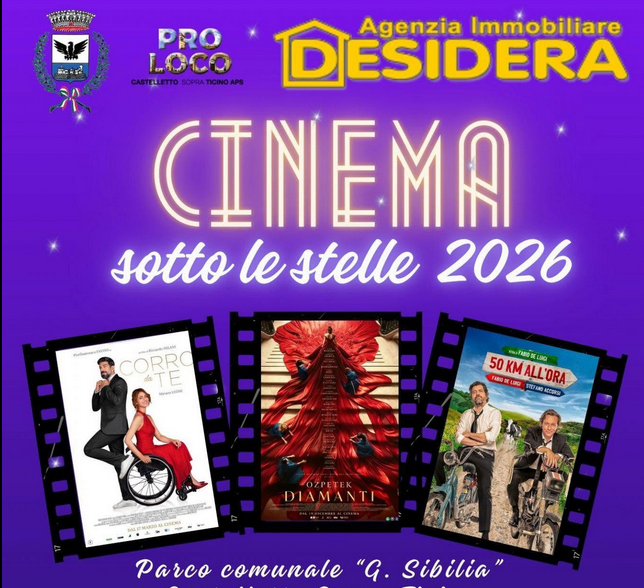 Debutta stasera a Castelletto il Cinema sotto le stelle