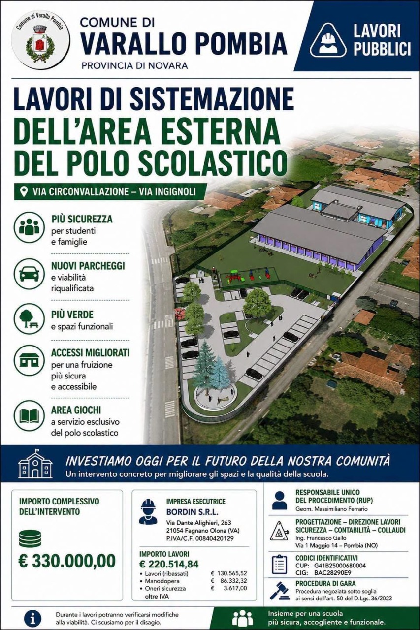 Varallo Pombia: nuova viabilità e area gioco a servizio della scuola dell’infanzia e nido