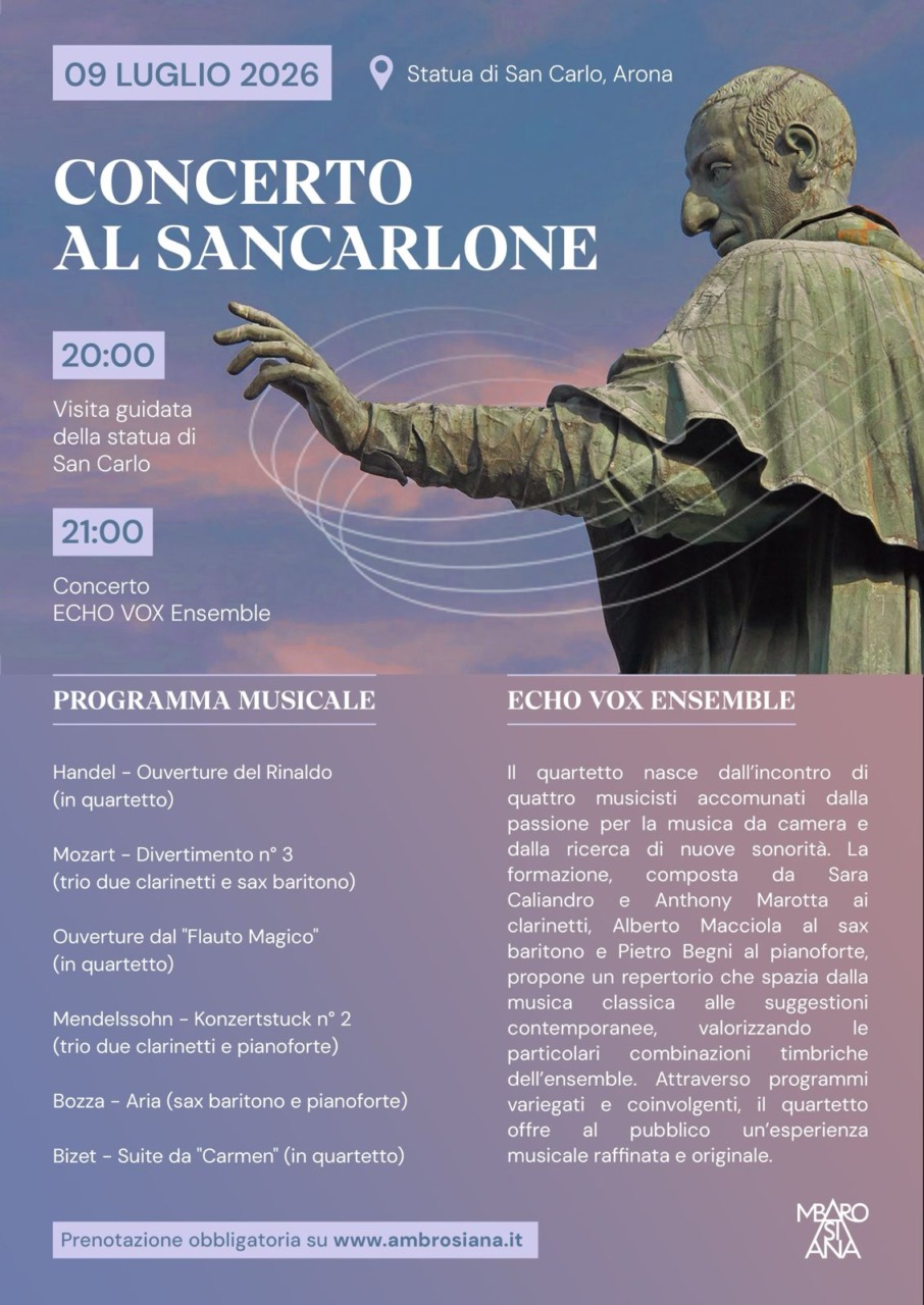 Concerto di musica classica dell’Echo Vox Ensemble alla Statua del San Carlone ad Arona