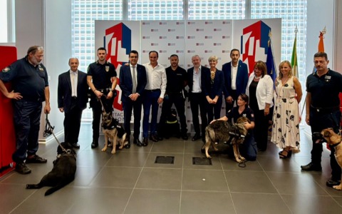 Polizia locale, il Presidente Cirio e l’assessore Bussalino incontrano le unità cinofile