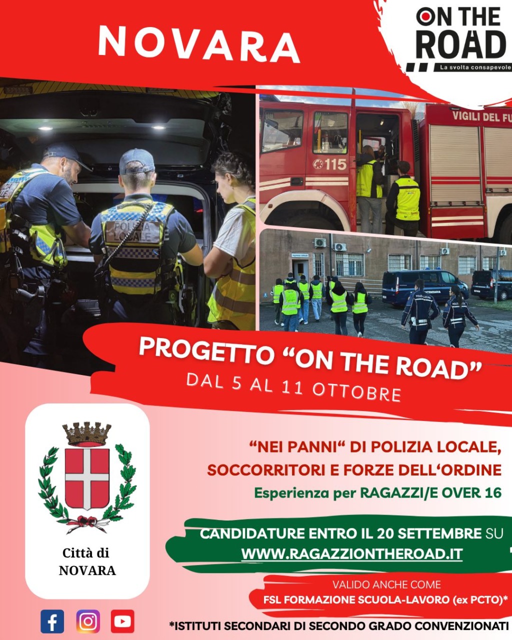 Giovani sul campo con Polizia Locale, Vigili del Fuoco e soccorritori: l’iniziativa a Novara