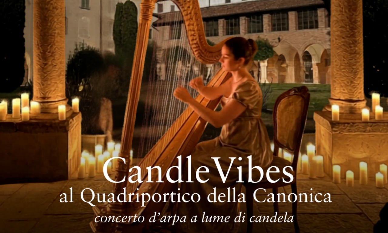 Candlevibes al quadriportico della Canonica di Novara: la magia dell’arpa a lume di candela