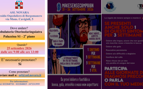 Campagna europea di sensibilizzazione alla prevenzione dei tumori testa-collo: le iniziative di Asl Novara