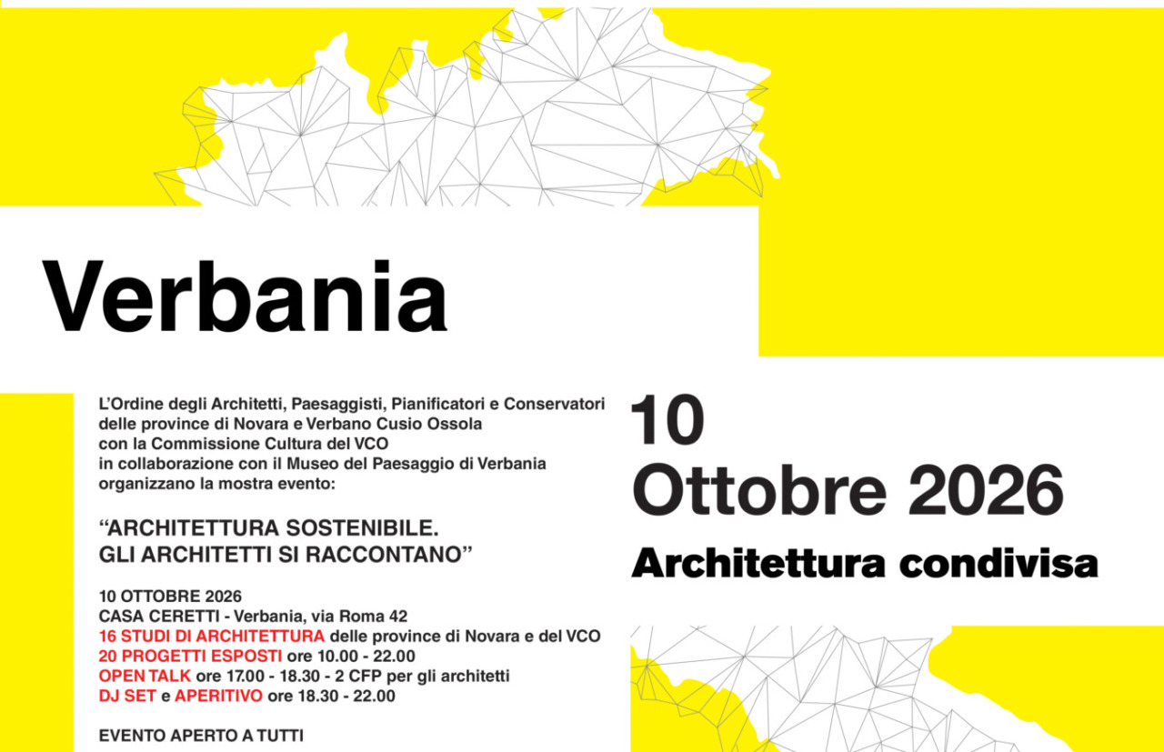 Architettura sostenibile, il 10 ottobre a Verbania gli architetti si raccontano