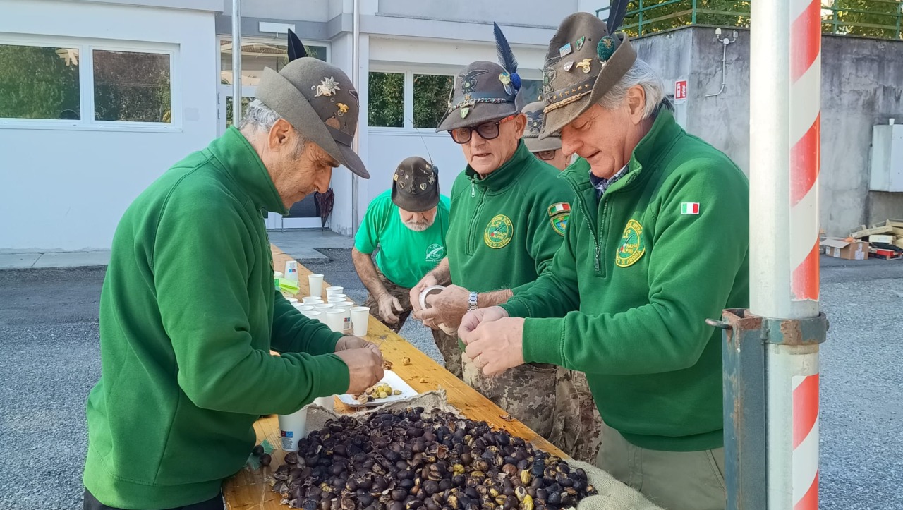 Castagnata con gli Alpini per i bimbi delle scuole di via Piave ad Arona